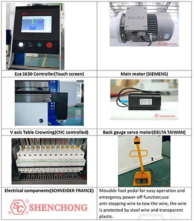 100 tons 2500mm cnc press brake electrical parts